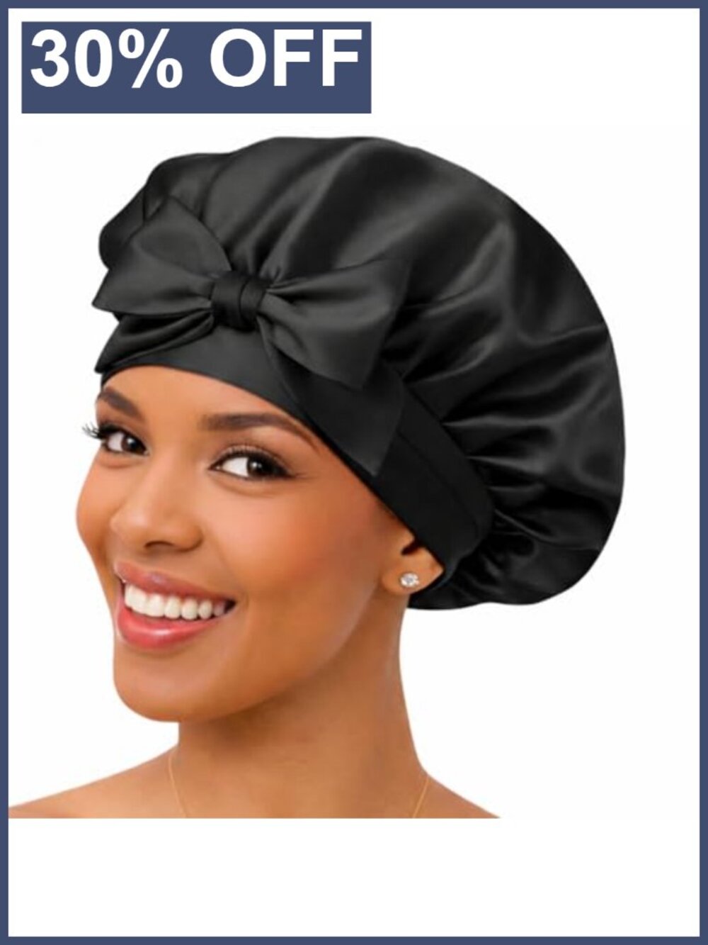 100% Mulberry Silk Hair Bonnet for Sleeping, 19 Momme Single Layer, Adjustable